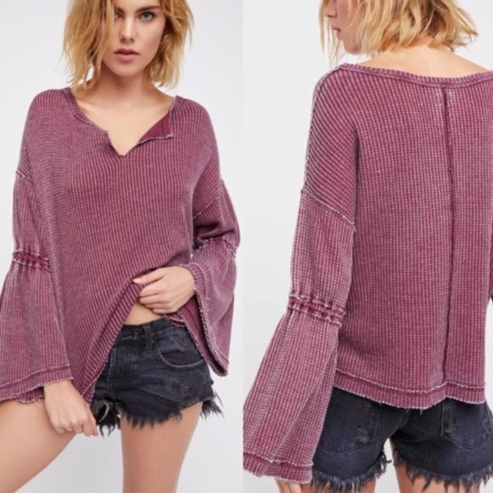 Free People Dahlia Thermal Size L NWT Wine